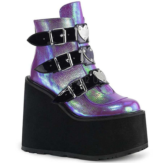 Luminescent High Platform Boots With Heart Straps