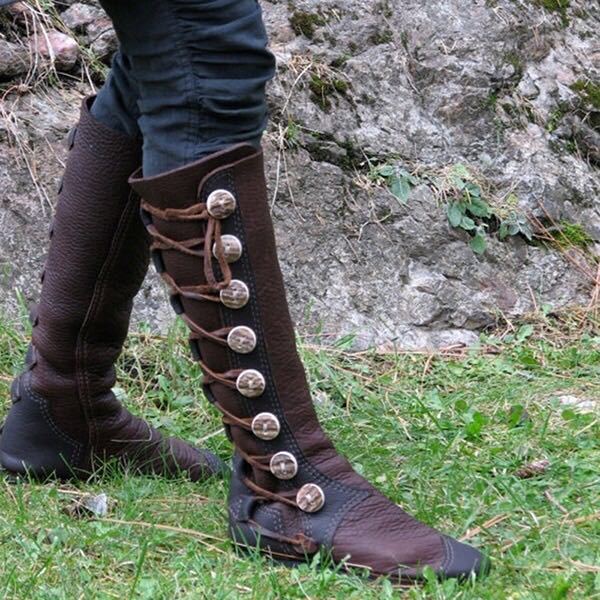 Knee High Knight Boots With Bold Buttons