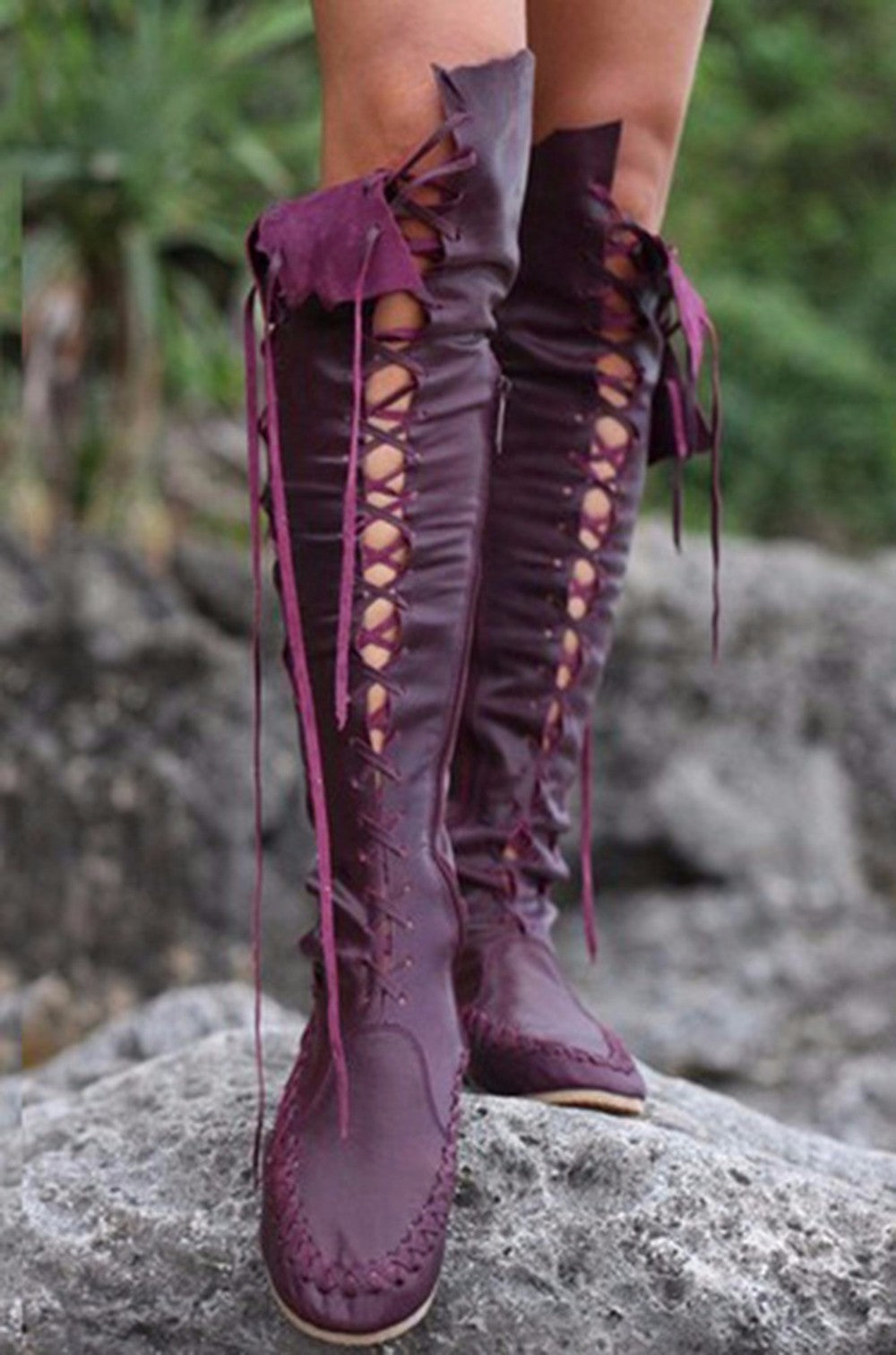 Woodland Fairy Lace Up Knee High Boots