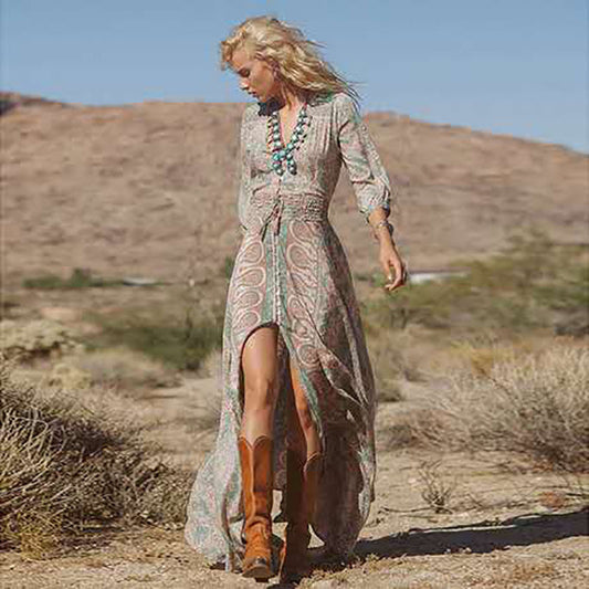 Boho Long Dress With Open front 