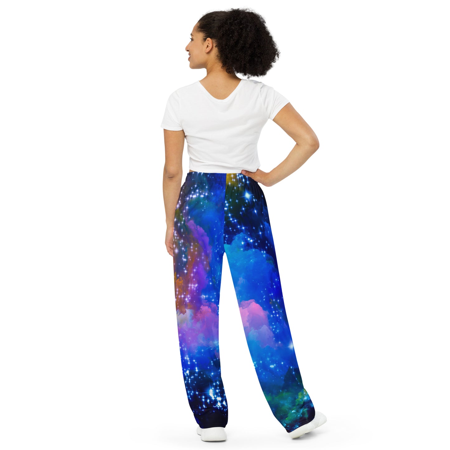 All-over space print unisex wide-leg pants